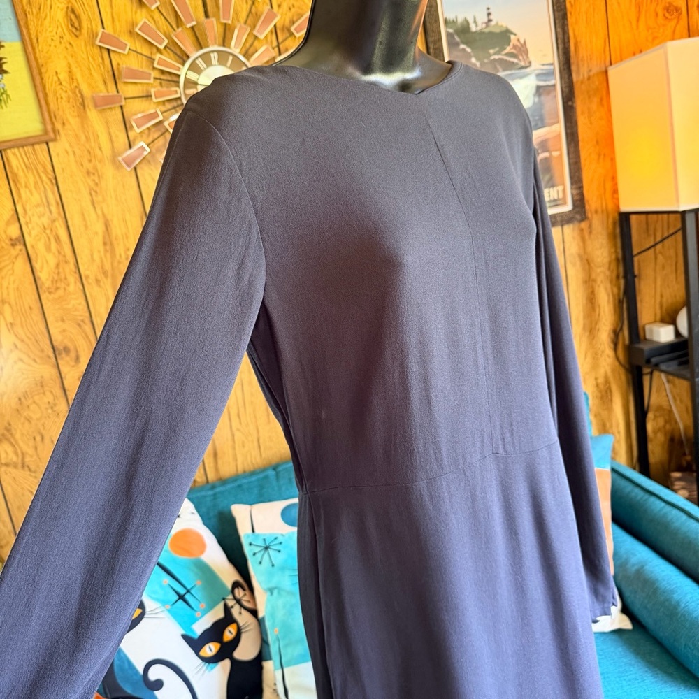 American Vintage Simple Modest Long Sleeve Black Dress - Picture 3 of 10